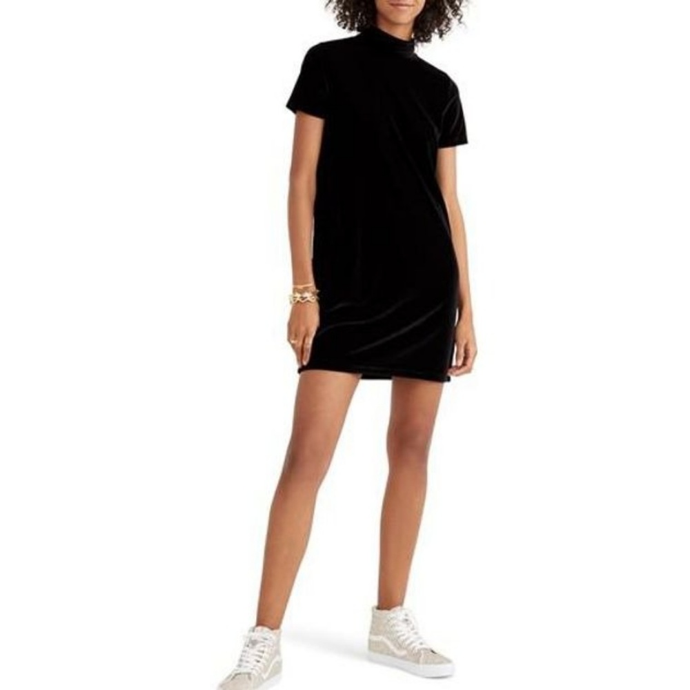 Madewell velvet mockneck dress black small
